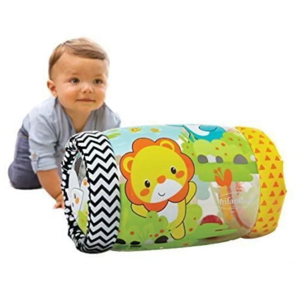 INFANTINO JUNGLE PEEK & ROLL JINGLE BALLS CRAWL INFLATABLE TOY FOR 6 MONTHS & UP